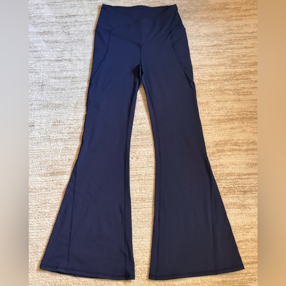 Fabletics Oasis PureLuxe High-Waisted Crossover Flare - Deep Navy Regular Small